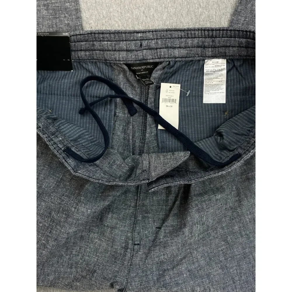 Banana Republic Pants Mens 36 x 30 Gray Linen Blend Slim Tapered Fit NWT